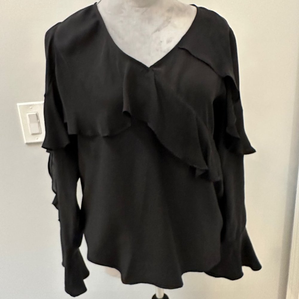 Parker Black Ruffle Silk Blouse